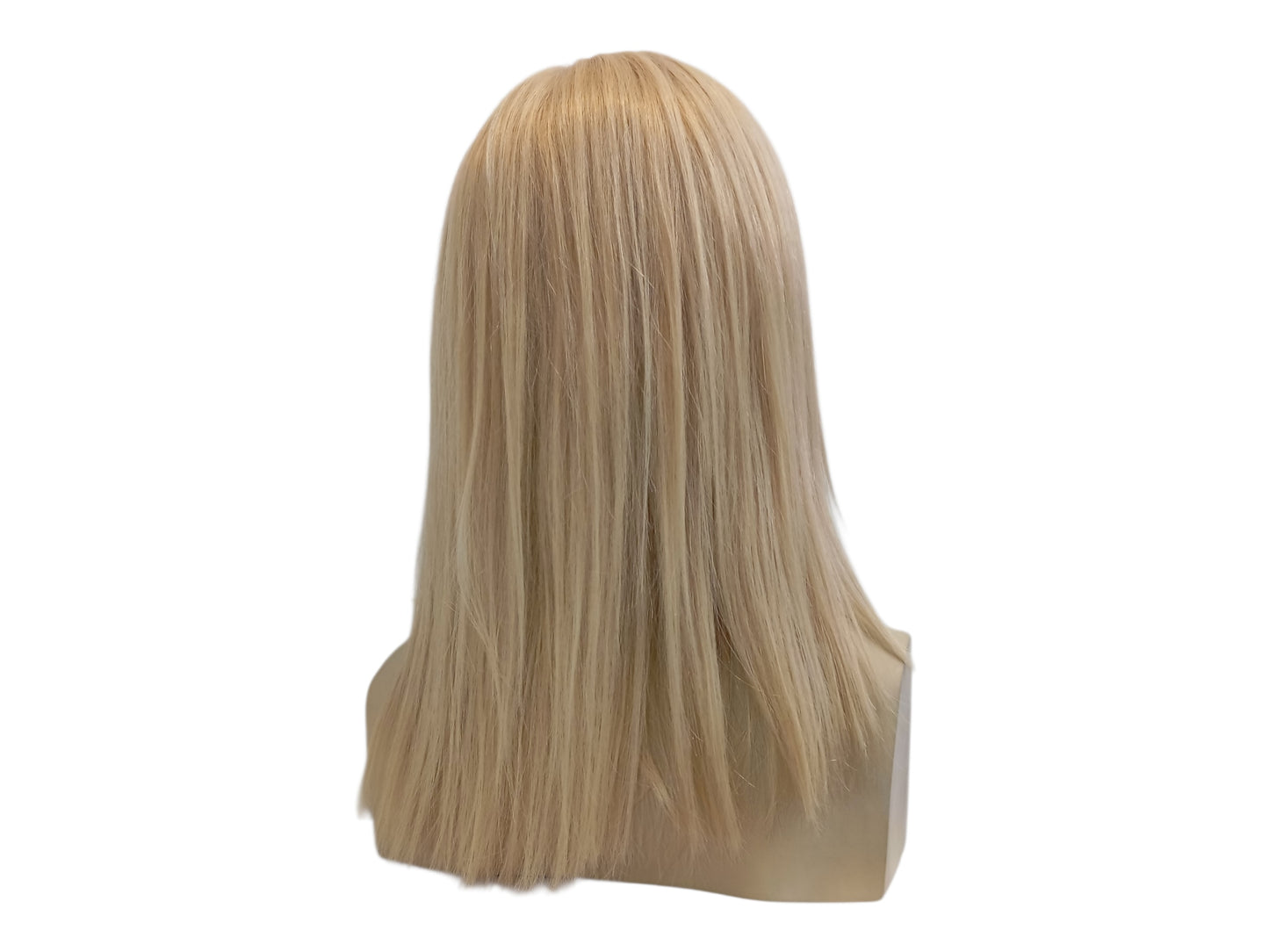 Long Straight Blonde Human Hair Wig - Invisible Shoulder Length Wig
