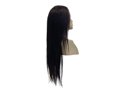 Extra Long Straight Black Human Hair Lace Front Wig