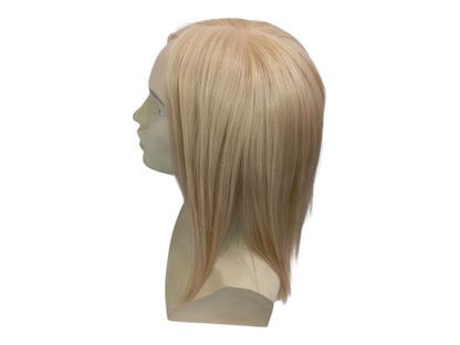 Long Straight Blonde Human Hair Wig - Invisible Shoulder Length Wig