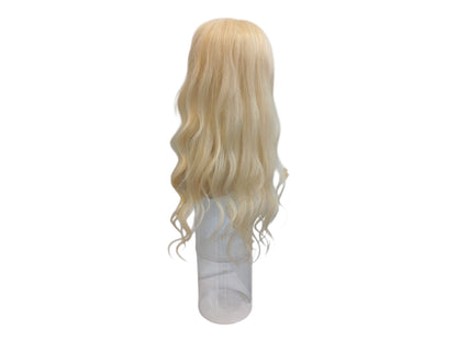 Long Wavy Platinum Blonde Human Hair Lace Front Wig
