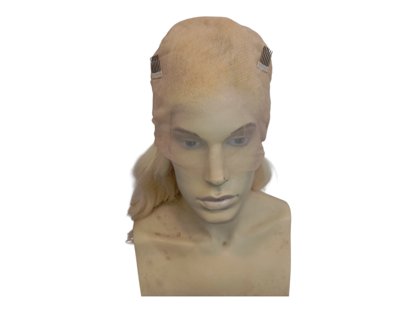 Long Wavy Platinum Blonde Human Hair Lace Front Wig