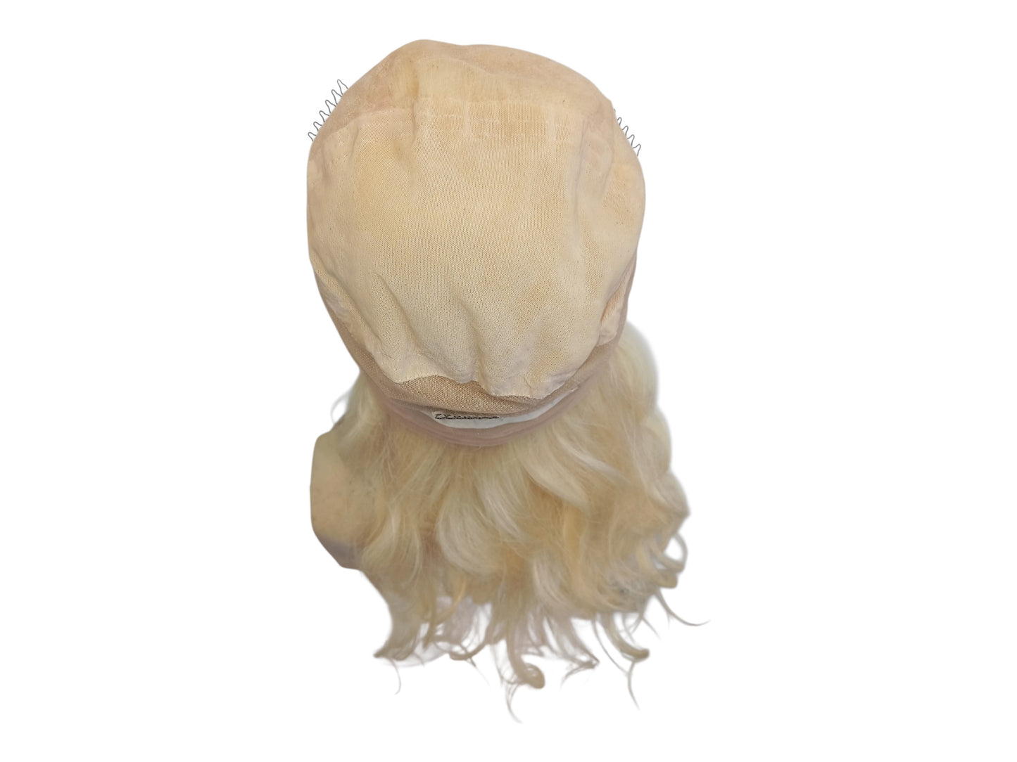 Long Wavy Platinum Blonde Human Hair Lace Front Wig