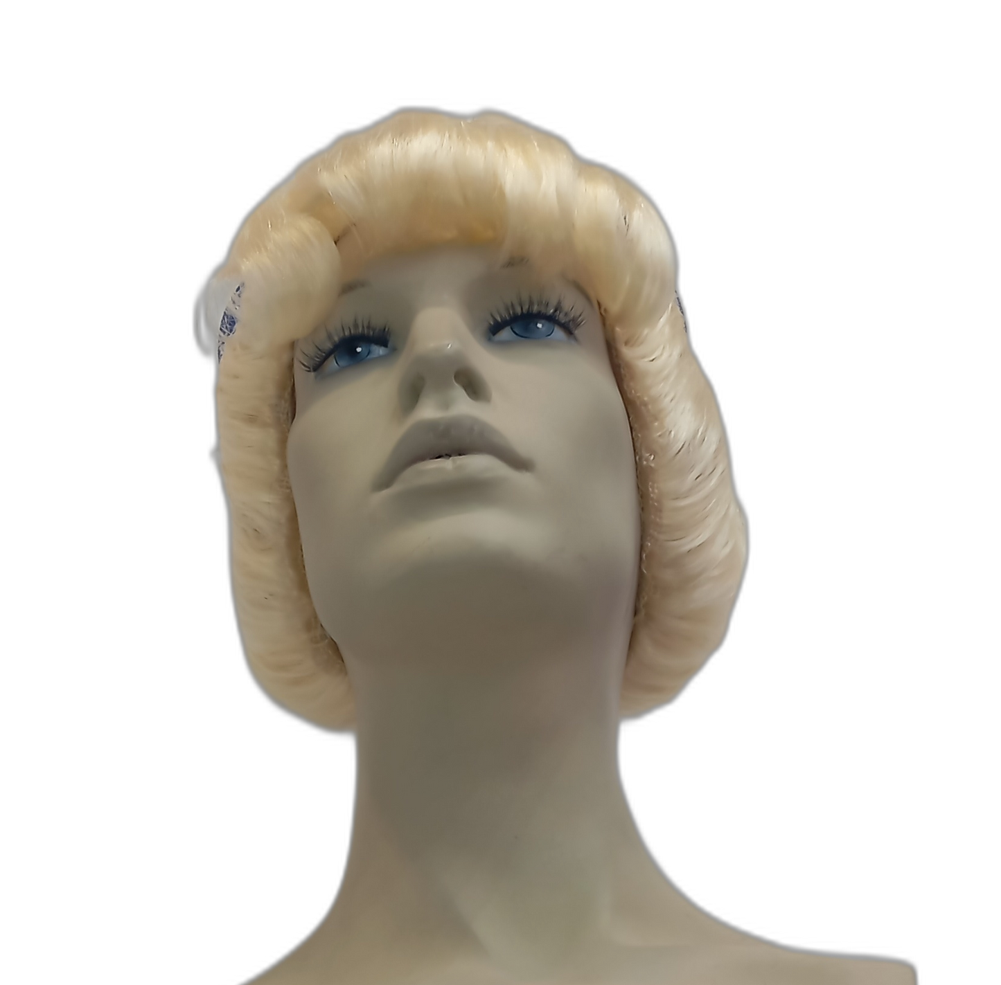 Handmade Blonde Curly Cinderella Wig with Classic Updo and Blue Ribbon Crown | Fairy Princess Style