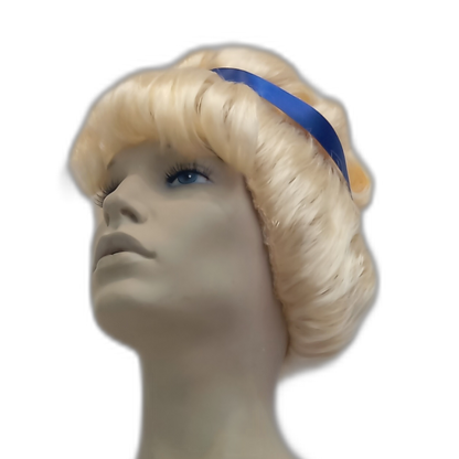 Handmade Blonde Curly Cinderella Wig with Classic Updo and Blue Ribbon Crown | Fairy Princess Style