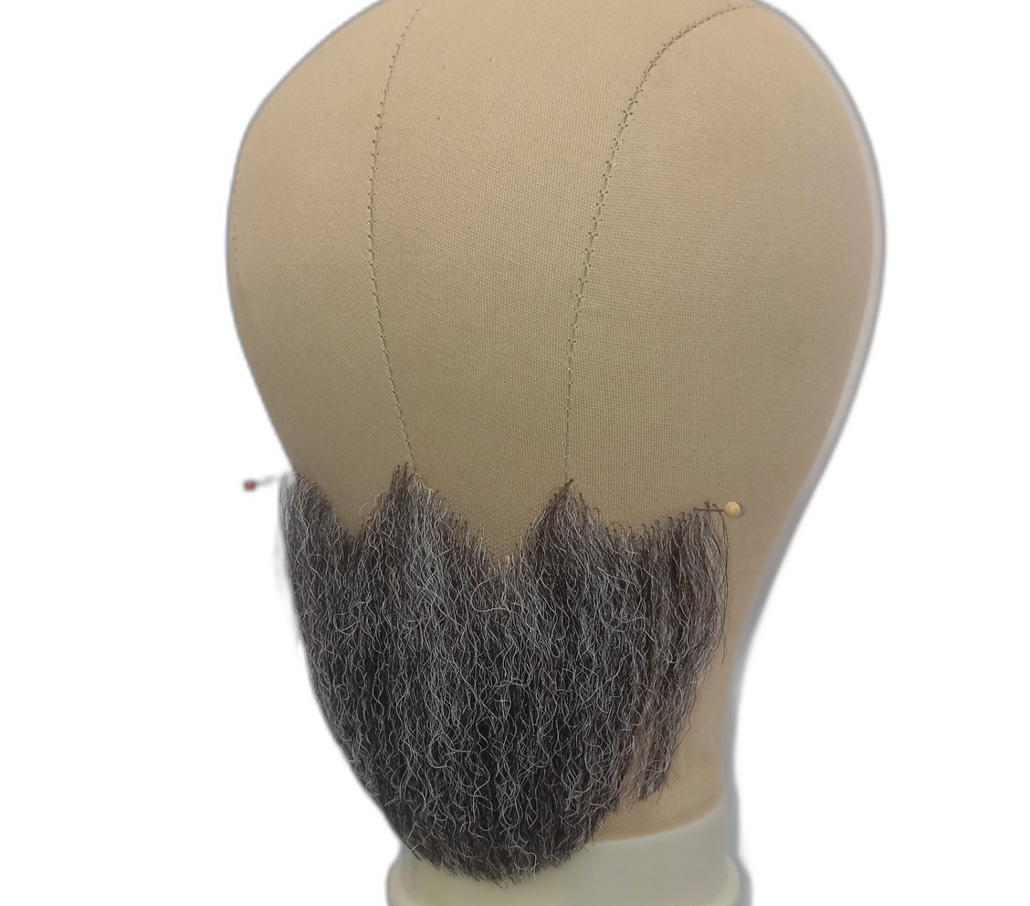 Large Gray Underchin Handmade Beard on Lace
