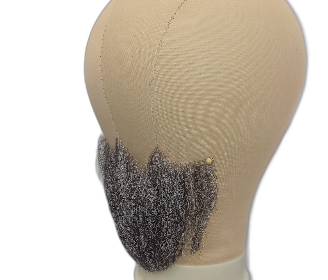 Large Gray Underchin Handmade Beard on Lace