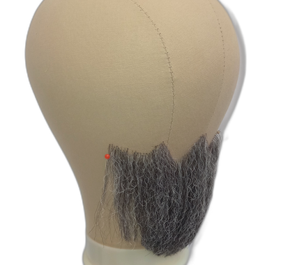 Large Gray Underchin Handmade Beard on Lace