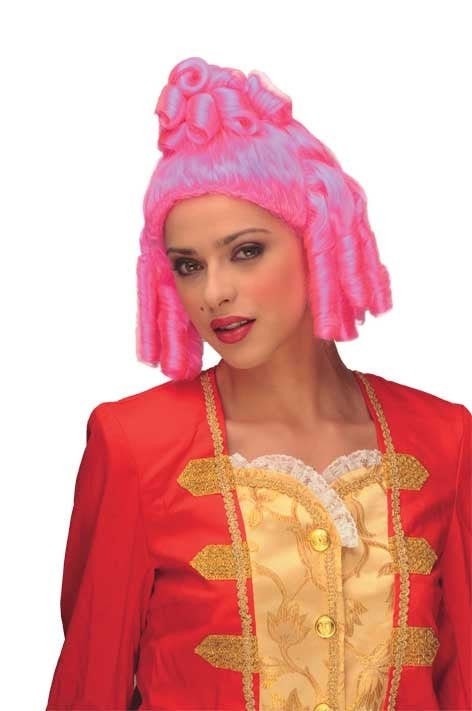 Charlotte | Rokokoo-pinkki korkea peruukki | 1700-luvun aatelisnaisen peruukki