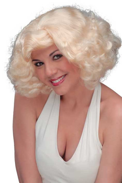 Marilyn Monroe Kort Krøllet Platinblond Paryk
