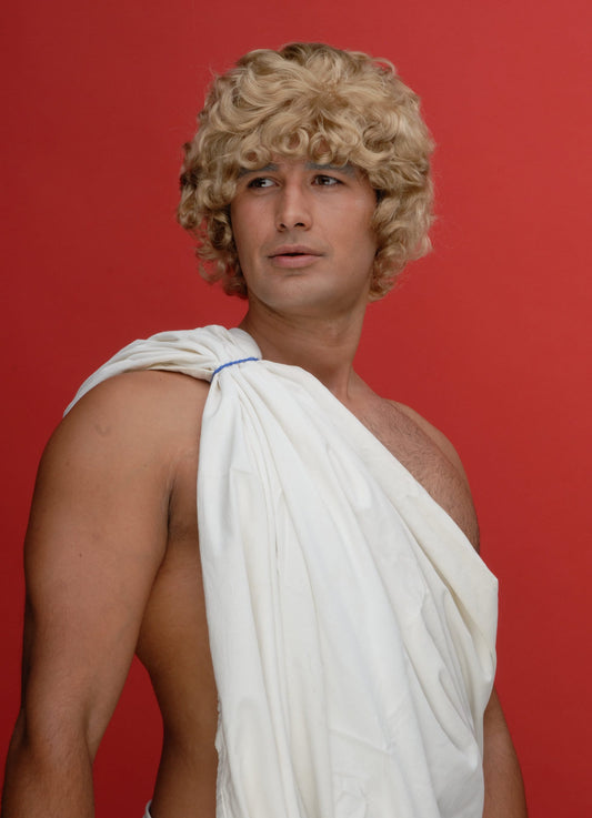 Hermes Paryk Blond Krøllet Paryk til Herrer