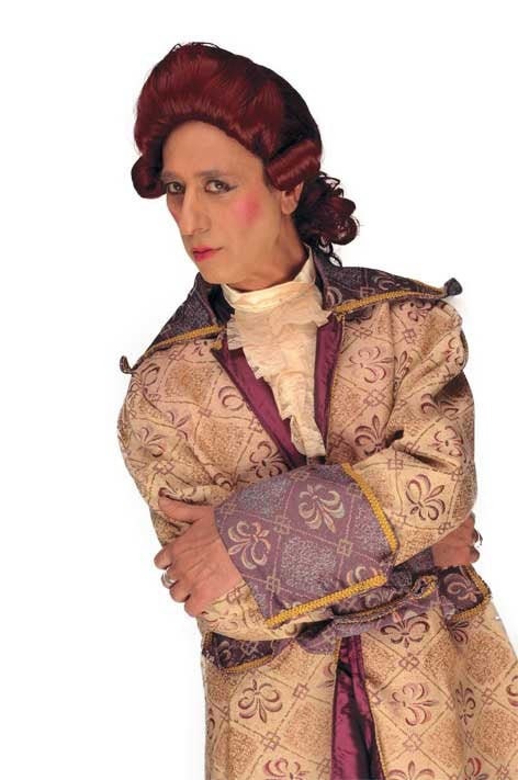 Marquis Colonial 1700-periode mandlig rødbrun bordeaux reenactment cosplay paryk
