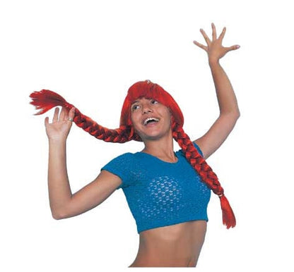 Gauloise Villager Red Wig With Two Braids About 20 Inches Long Costume Wig