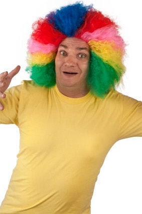 Rainbow Afro circus multicolored large cosplay wig