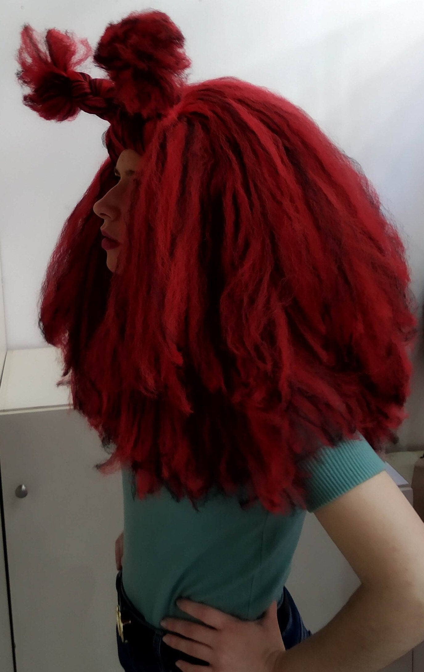 Fantasy  Black and Red  Halloween  Lady  Long Texturised Costume Party Wig