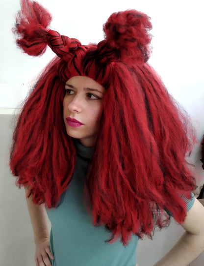 Fantasy  Black and Red  Halloween  Lady  Long Texturised Costume Party Wig