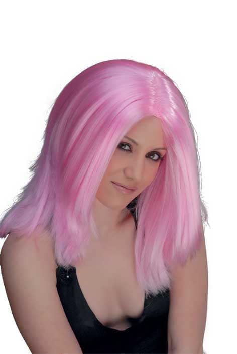Pink Starlet Straight Bob costume Wig with parting in the middle and length of 15" or 38 cm