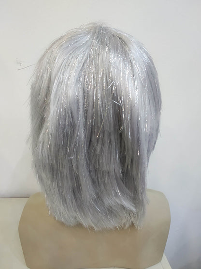 Silver Disco Futuristic Space Girl Wig With Metallic Fibres