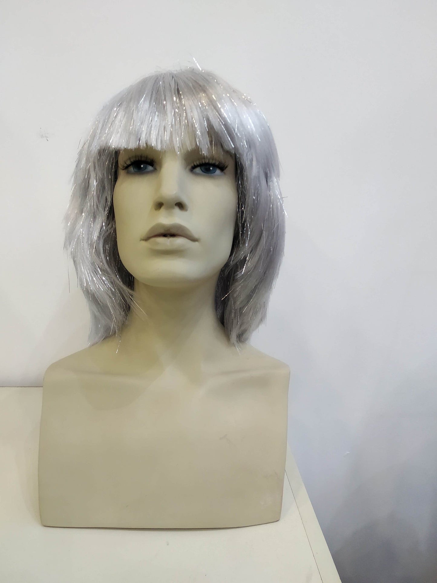 Silver Disco Futuristic Space Girl Wig With Metallic Fibres