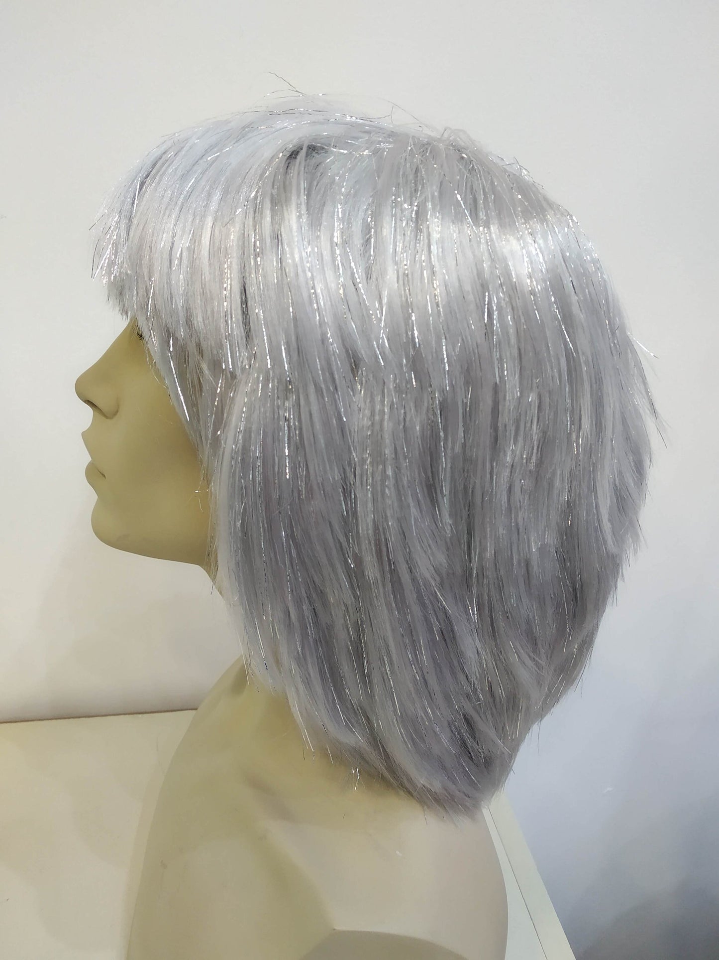 Silver Disco Futuristic Space Girl Wig With Metallic Fibres