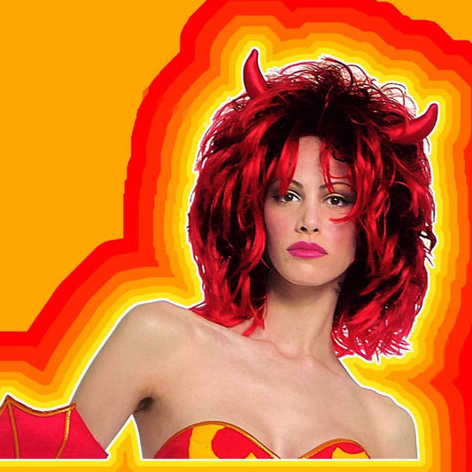 Hän - Devil Halloween Tulipunainen Musta Cosplay-asu Peruukki