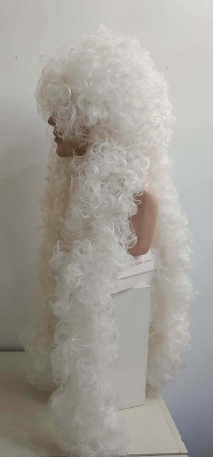 Regency Period -kihara valkoinen extra pitkä peruukki