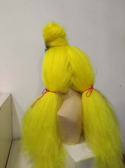 Elvira Yellow Long Texturised Costume Party Wig made to order in one week