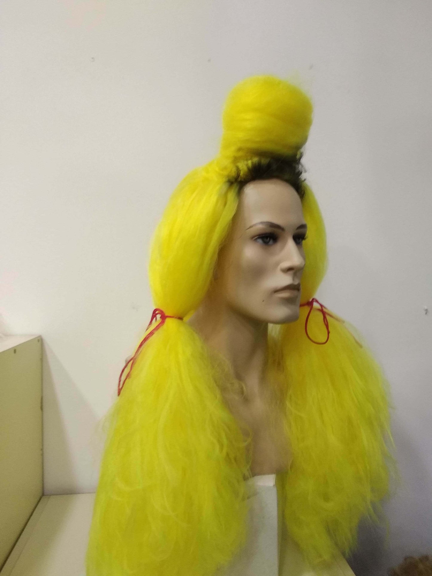 Elvira Yellow Long Texturised Costume Party Wig made to order in one week