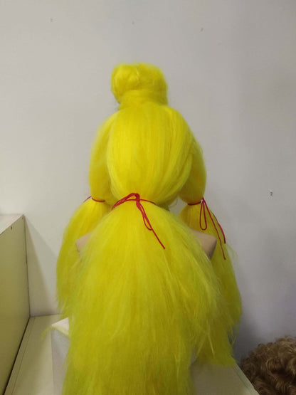 Elvira Yellow Long Texturised Costume Party Wig made to order in one week