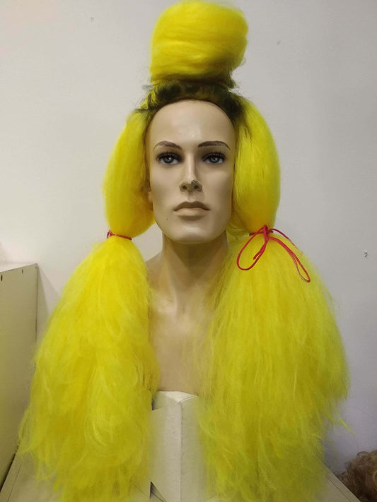 Elvira Yellow Long Texturised Costume Party Wig made to order in one week