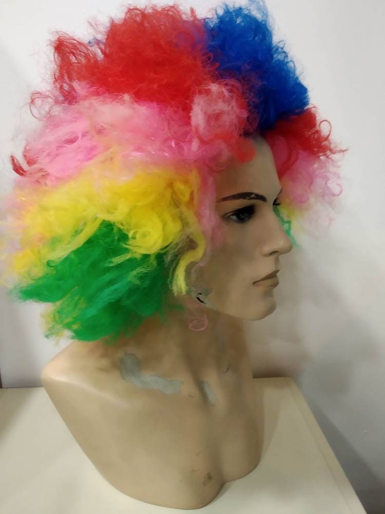 Rainbow Afro circus multicolored large cosplay wig