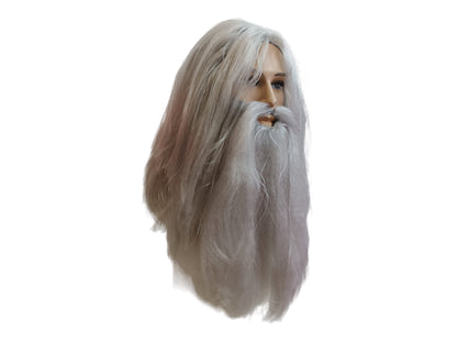 Grå Troldmands Cosplay Kostume Lang Paryk og Skæg