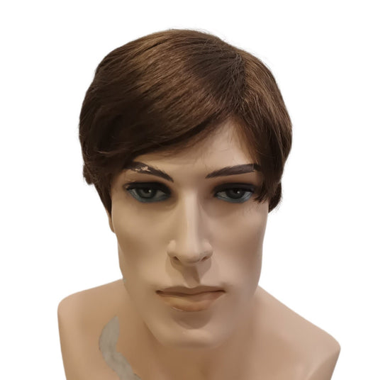 Kort paryk til mænd med naturligt look, brun