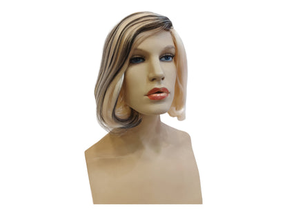 Kira mid length blonde bob with black streaks  wig