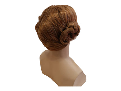 Prinsessa Leia -ruskea peruukki. Sivunutturaperuukki. Cosplay-peruukki roolileikkiasuille.