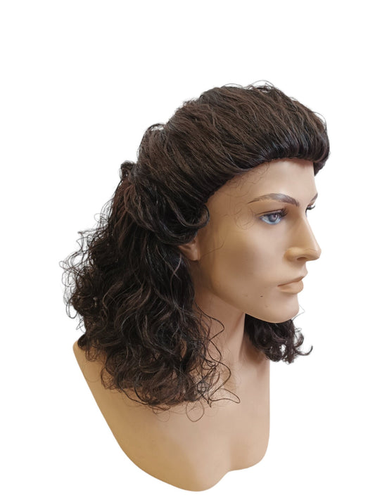 Jack Burton Brown long wavy Mullet men s  Wig