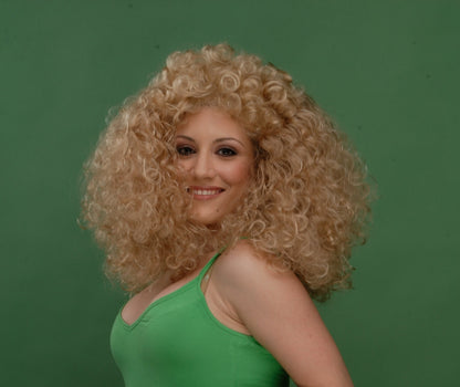 Sandy, Blonde Wavy 1980's Wig|Lush Curly Blonde Wig - Voluminous Curls for Costume, Party, and Cosplay | High-Quality Synthetic Hair