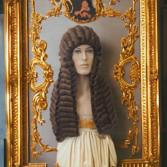 Samuel Pepys Lysebrun Barok Paryk - Restoration Nobleman Lange Krøller Stil