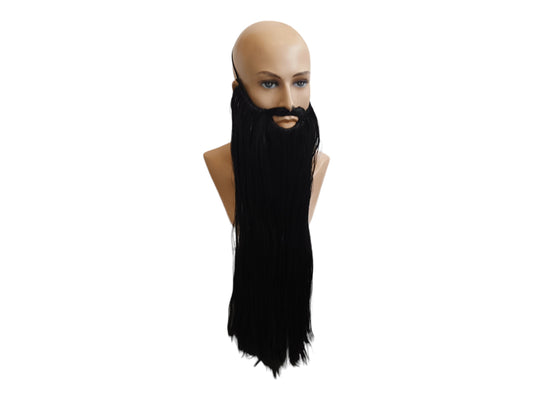 Dark Wizard Langt Lige Sort Skæg 70 cm eller 27" | Perfekt til Cosplay og Kostumer | Langt Lige Sort Skæg 70 cm eller 27"