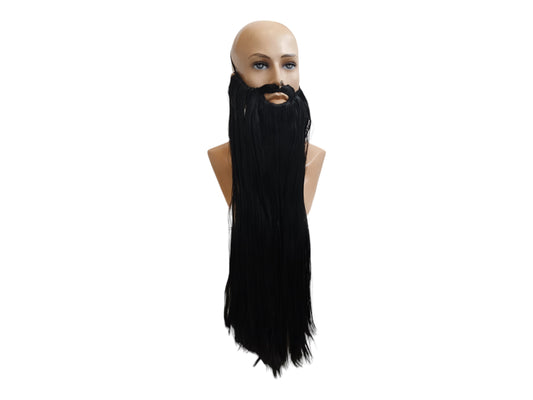 Dark Wizard Langt Lige Sort Skæg 70 cm eller 27" | Perfekt til Cosplay og Kostumer | Langt Lige Sort Skæg 70 cm eller 27"
