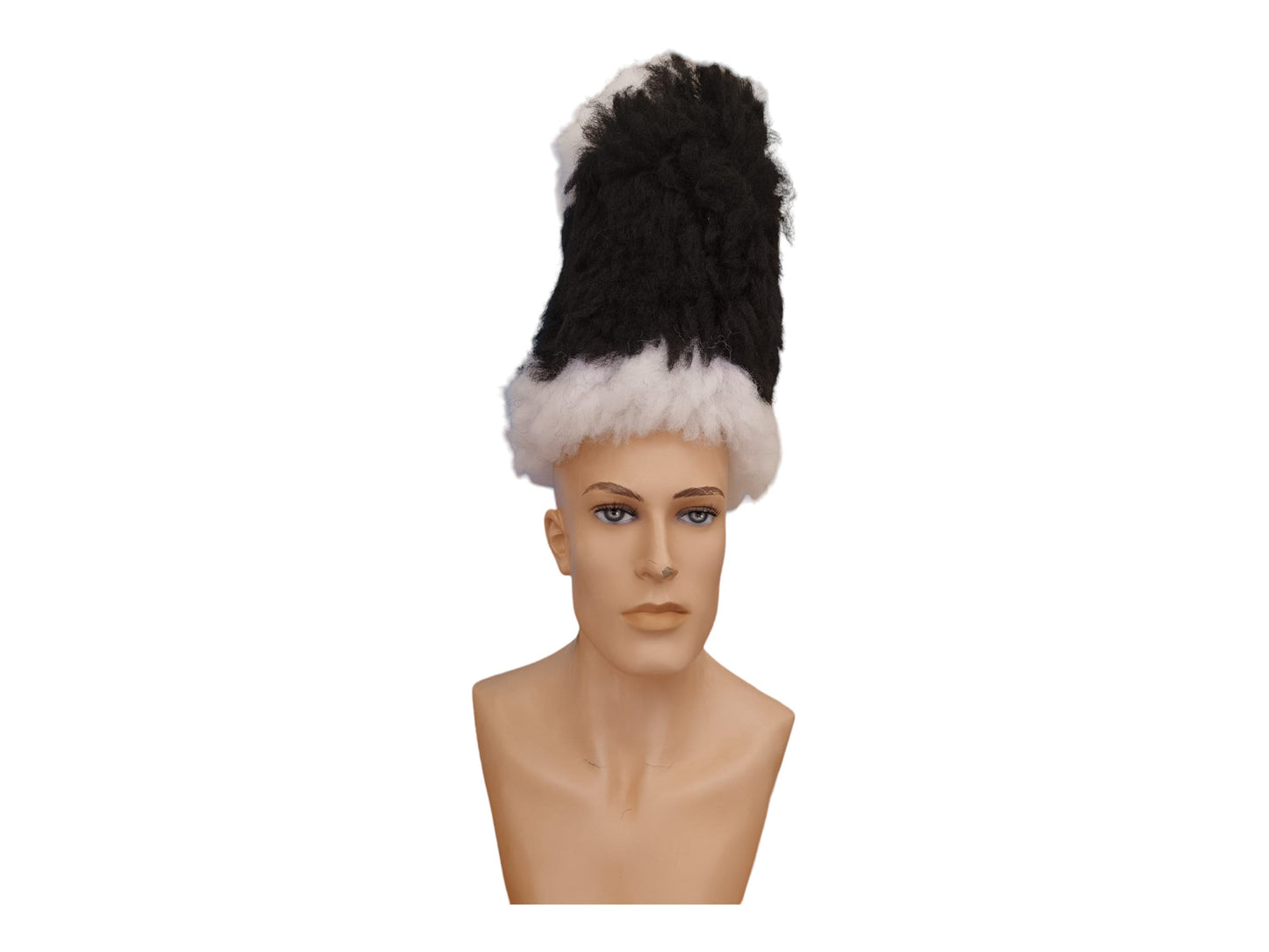 High Perfect Balanced Tight Fitting Black and White Wig for Carnival, Halloween, Team Fans, and Sports Events