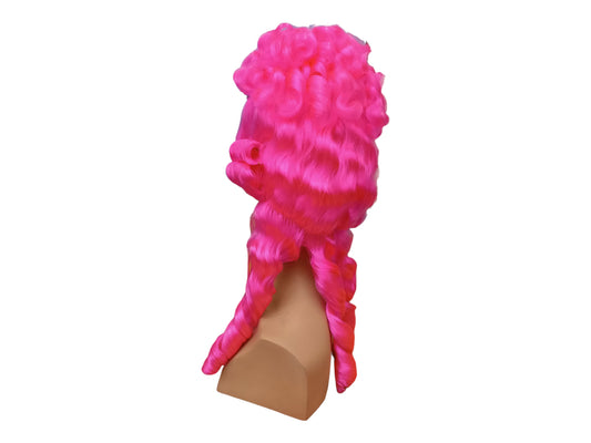 Livlig fuchsia Marie Antoinette høj bouffant periodeparyk | Rokoko paryk med elegante krøller og fletninger