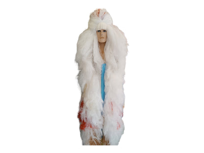 Xandor hvid ekstra lang 64" 160cm Cosplay Tekstureret paryk med striber