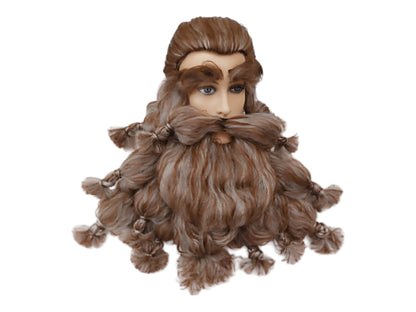 Stojk legendarisk paryk og skæg og øjenbryn kostume cosplay sæt