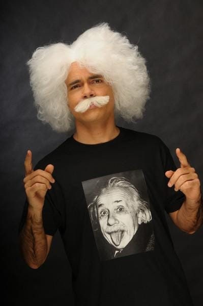 Einstein's White Texturized  cosplay costume wig set bushy handmade on lace moustache