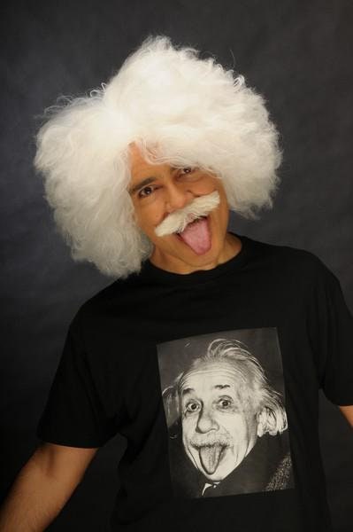 Einstein's White Texturized  cosplay costume wig set bushy handmade on lace moustache