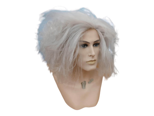 Maestro Betelgues mellemlang grå pudret mat paryk cosplay kostume