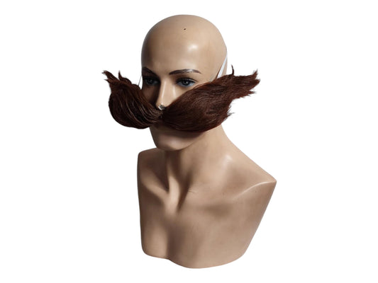 Legendary Villain-Inspired Oversized Light Brown Mustache with Wire Frame Light Brown Cosplay Charachter's Long Moustache with rubber band