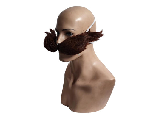 Legendary Villain-Inspired Oversized Light Brown Mustache with Wire Frame Light Brown Cosplay Charachter's Long Moustache with rubber band