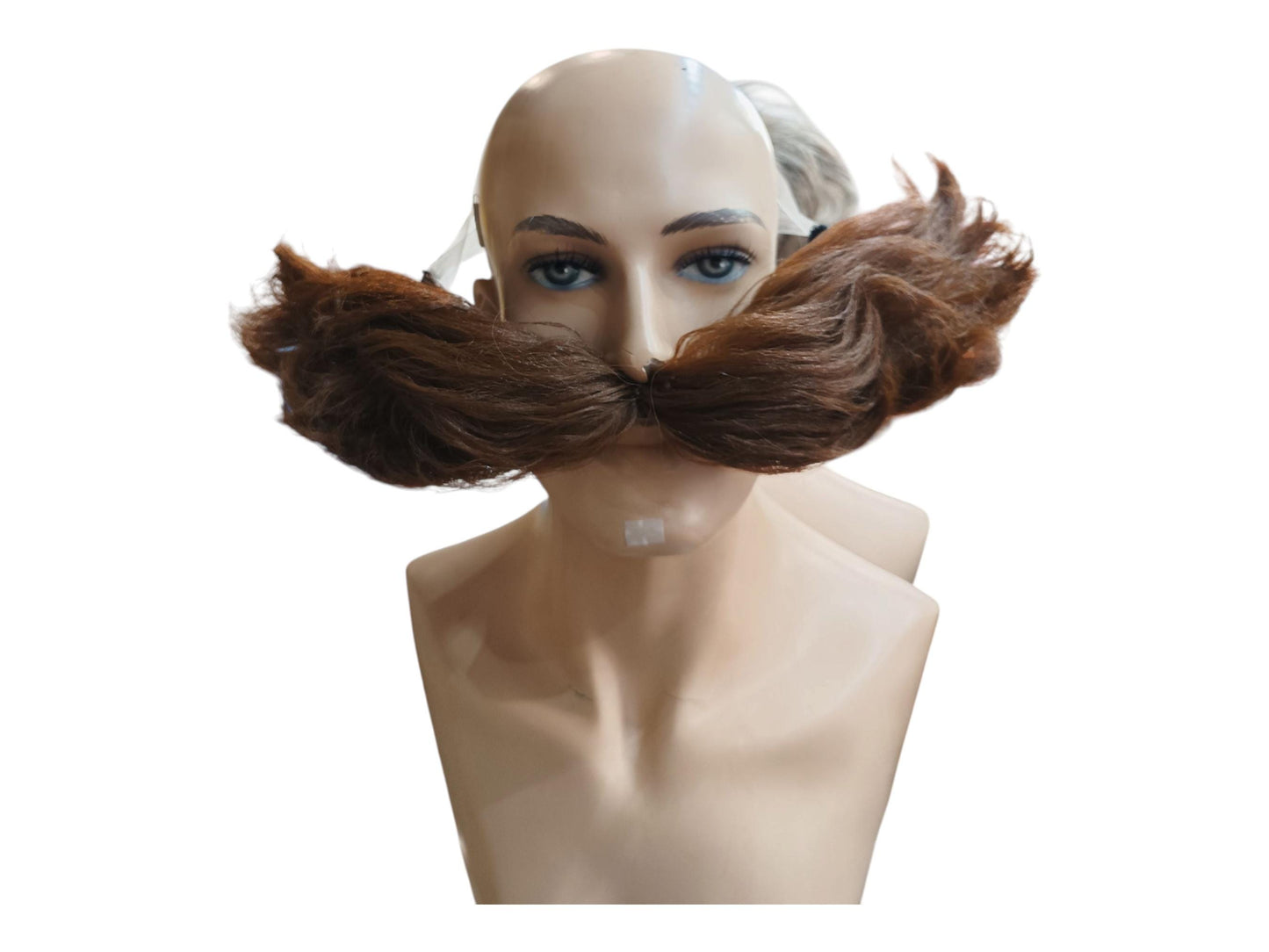 Legendary Villain-inspired Oversized Light Brown Mustache With Wire Frame Light Brown Cosplay Long Moustache With Transparent Band