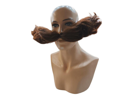 Legendary Villain-inspired Oversized Light Brown Mustache With Wire Frame Light Brown Cosplay Long Moustache With Transparent Band